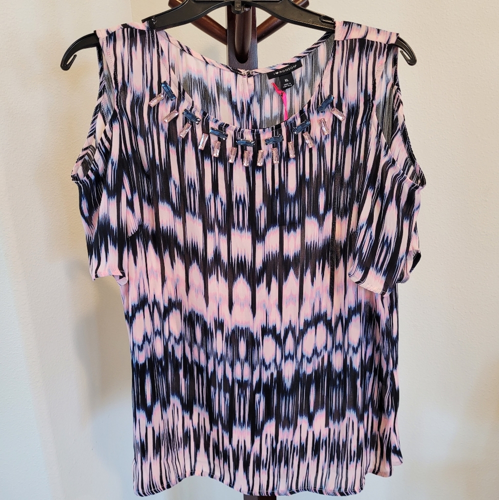 Ronson jeweled neck top, size XL, NEW